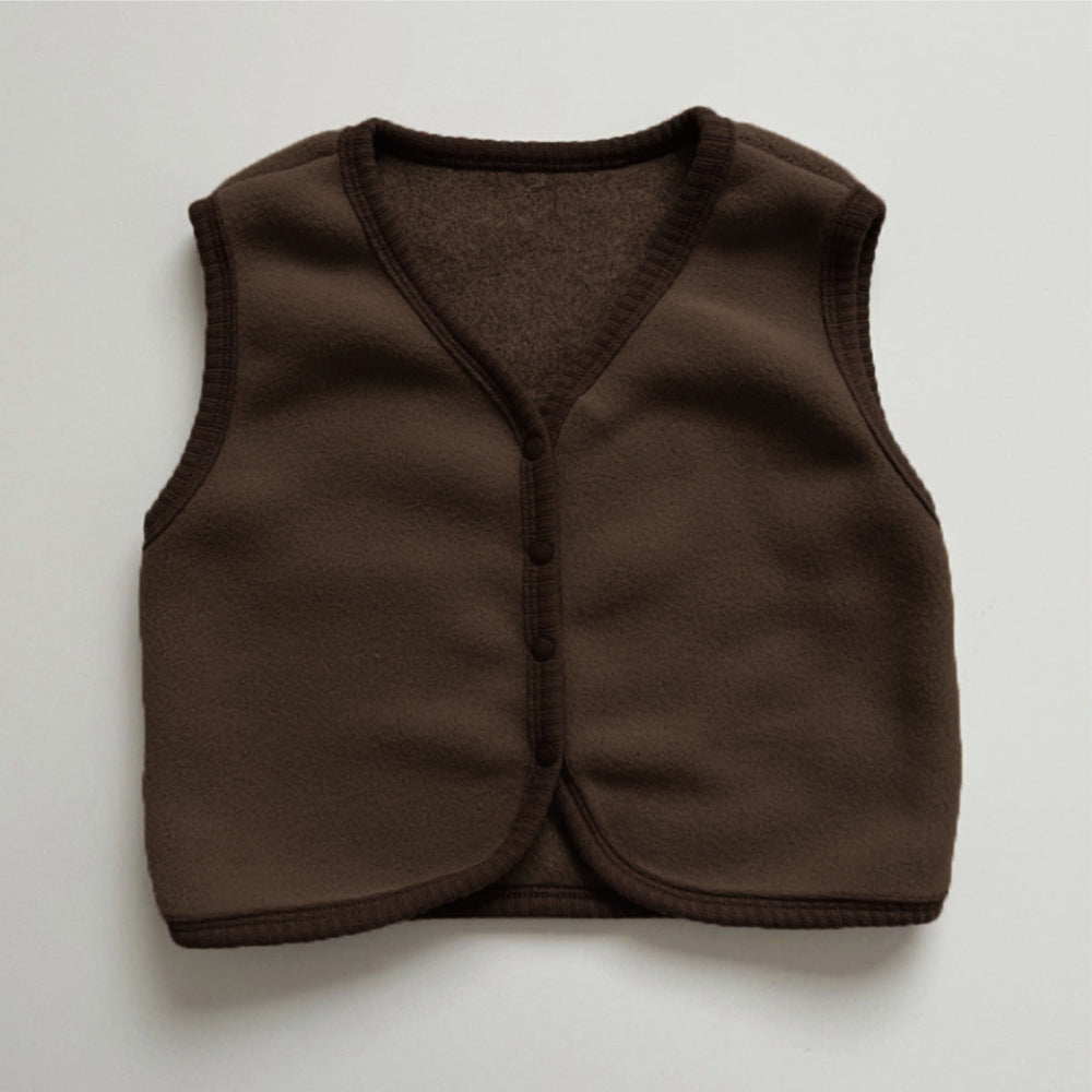 Väst med Fleece – Little Snug, Baby Unisex, Brun/Beige, Bomull, Storlek 0–2 år More For Mini