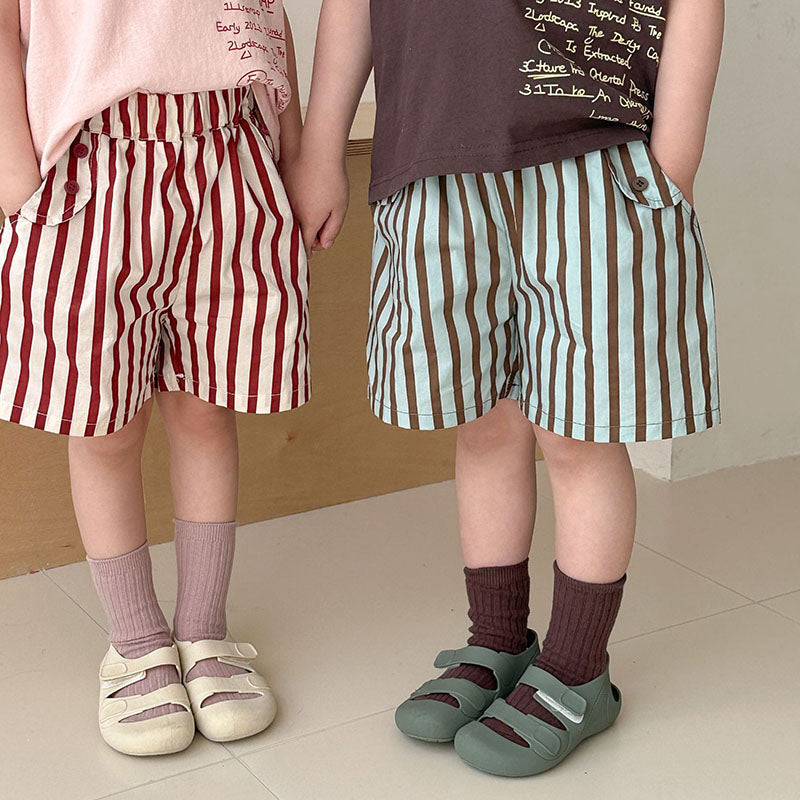 Sommarklädset med Randiga Shorts + T-shirt – Tula Unisex, Rosa/Brun, Bomull, Storlek 0–8 år More For Mini