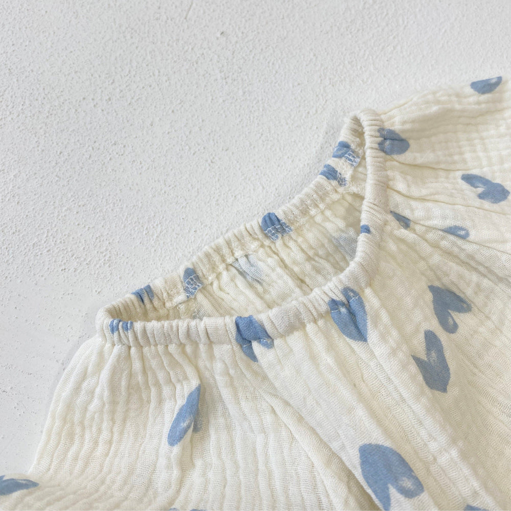 LittleBlue Hearts Babyromper 0–2 år | 100 % Bomull, Lång ärm, Hjärtmönster | Bekväma babykläder More For Mini