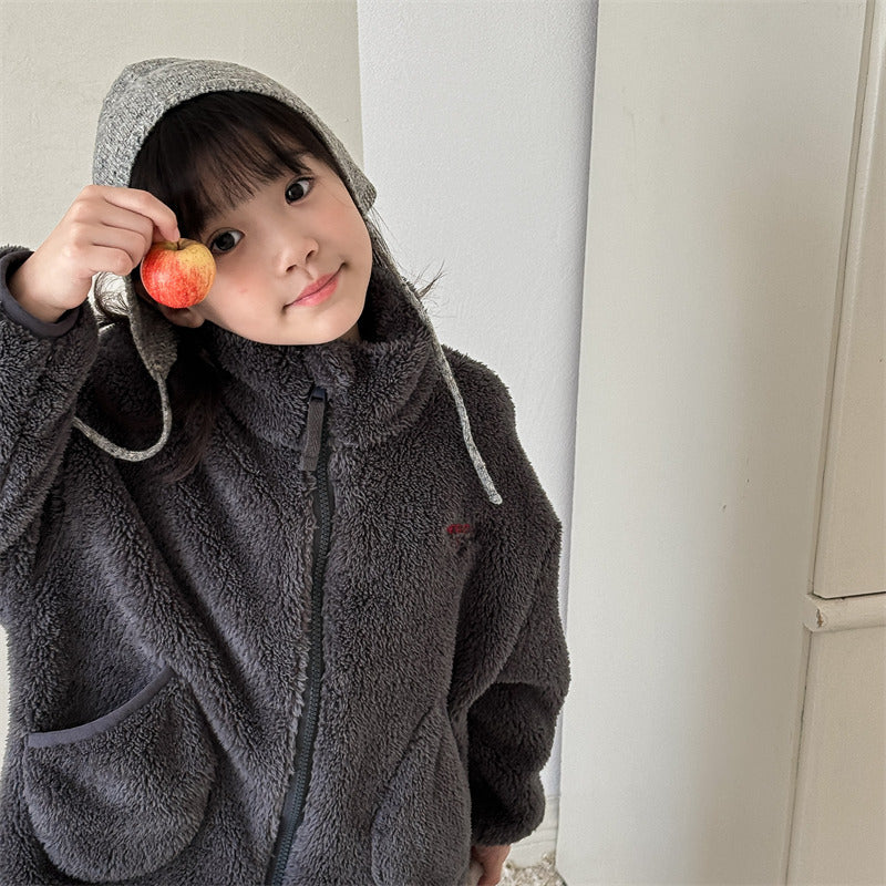 Teddy Fleece Vest - FluffyNest Meisjes, Beige/Groen/Grijs/Bruin, Katoen, Maat 0-6 Jaar-More For Mini
