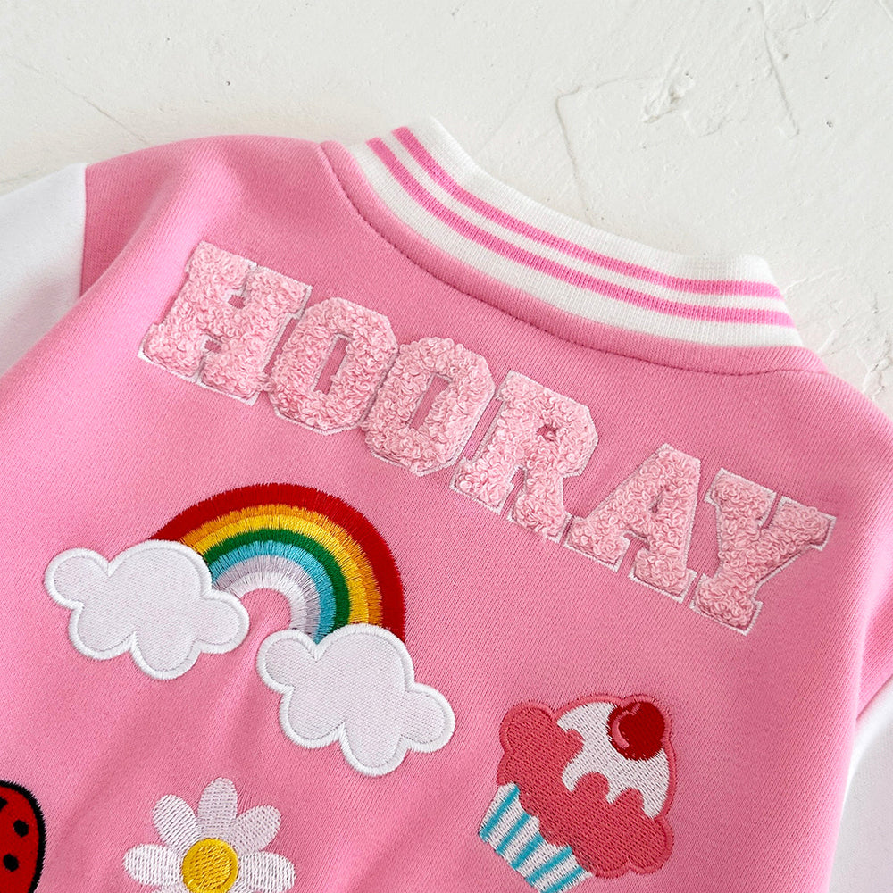 Baseball Jas - Asmara Unisex, Blauw/Roze, Katoen, Maat 0-3 jaar-More For Mini