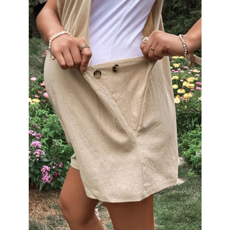 Zwangerschapsoverall Korte Tuinbroek van Katoen – Luchtige Zomer Positiekleding – Comfortabel voor Zwangere Vrouwen (S-XL) More For Mini
