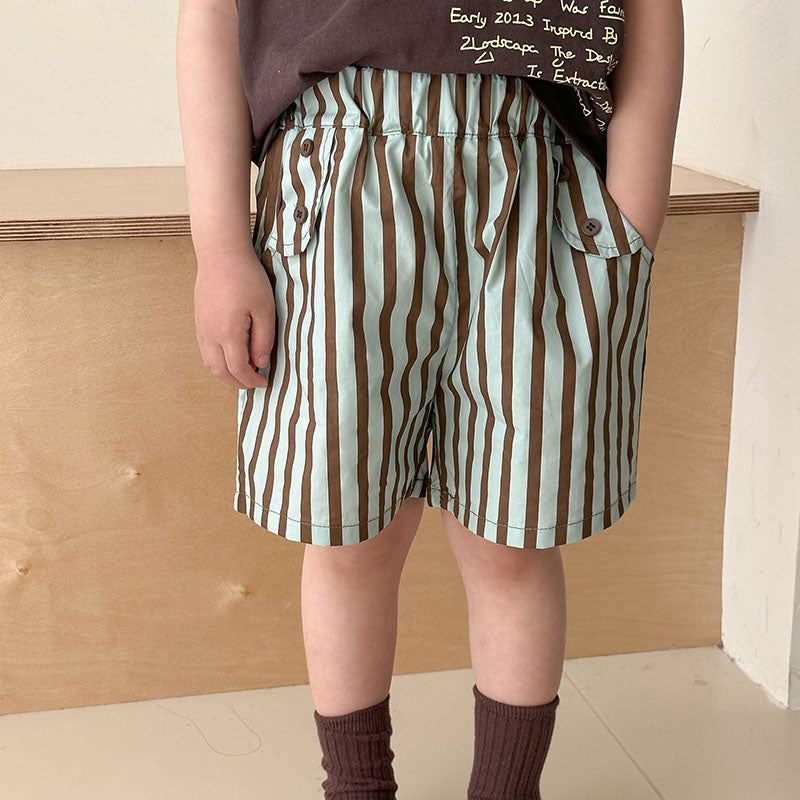 Sommarklädset med Randiga Shorts + T-shirt – Tula Unisex, Rosa/Brun, Bomull, Storlek 0–8 år More For Mini