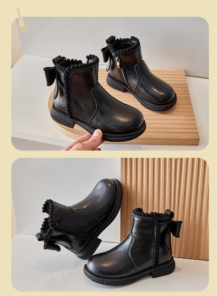 Enkellaars – Nilla Meisjes, Bruin/Zwart, Leer, Maat 23-26-More For Mini