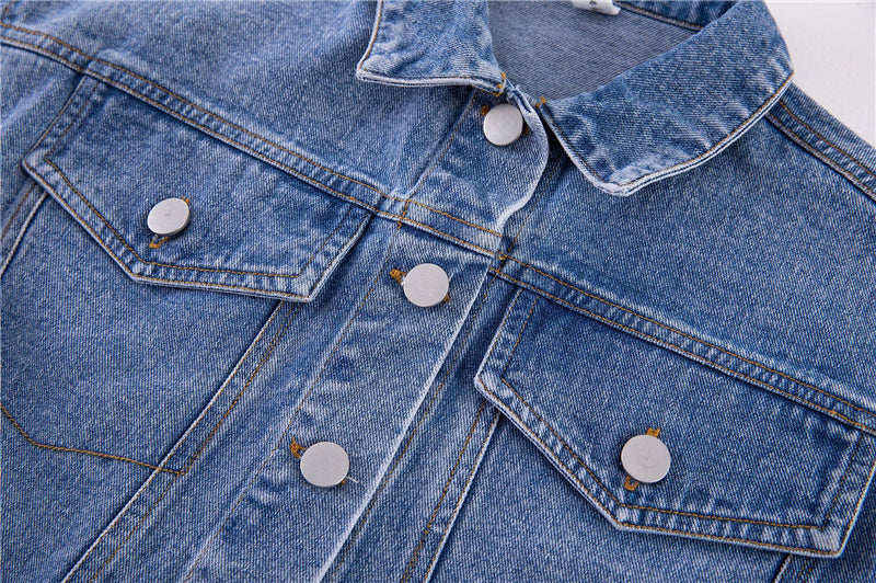 Klassieke Spijkerjas - Unisex, Blauw/Zwart, Katoen, Denim, Maat 1-8 Jaar-More For Mini