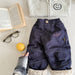 Broek met Fleece binnenkant - Little Explorer Unisex, Blauw/Groen/Gestreept, Katoen, Maat 0-6 Jaar-More For Mini