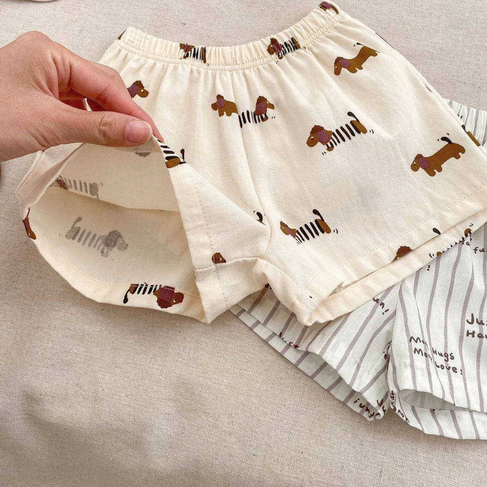 Mini Moments Sommarset Baby – Tröja och shorts i bomull med tryck | Maison Minou | Tax eller text | Storlek 0–4 år More For Mini