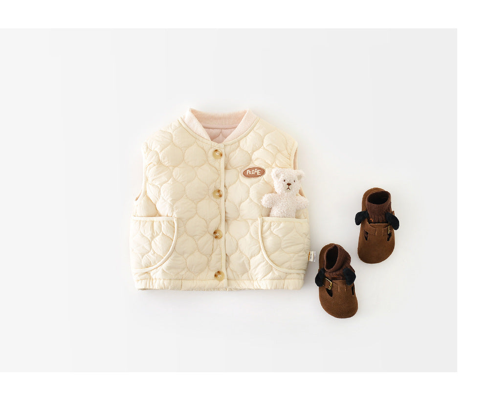Vadderad väst – Pape Unisex, Brun/Beige, Bomull, Storlek 0–4 år More For Mini