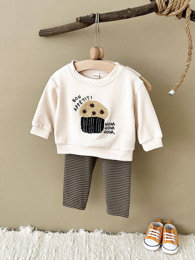 Klädset med Leggings och Tröja Muffin – Nom Nom Unisex, Beige, Bomull, Storlek 0–3 år More For Mini