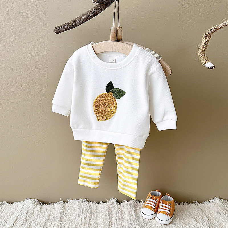 Set med leggings och tröja – BerryBabe Flickor, Rosa/Gul/Grön, Bomull, Storlek 0–3 år More For Mini