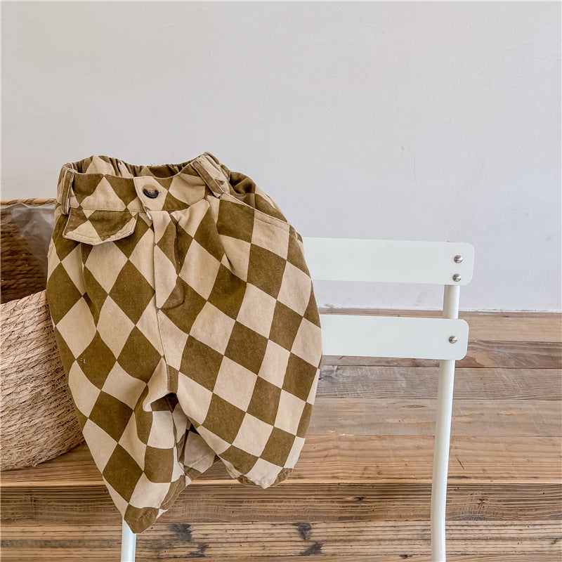 Rutig Byxa – Checkmate Unisex, Svart/Brun, Bomull, Storlek 0–6 År More For Mini