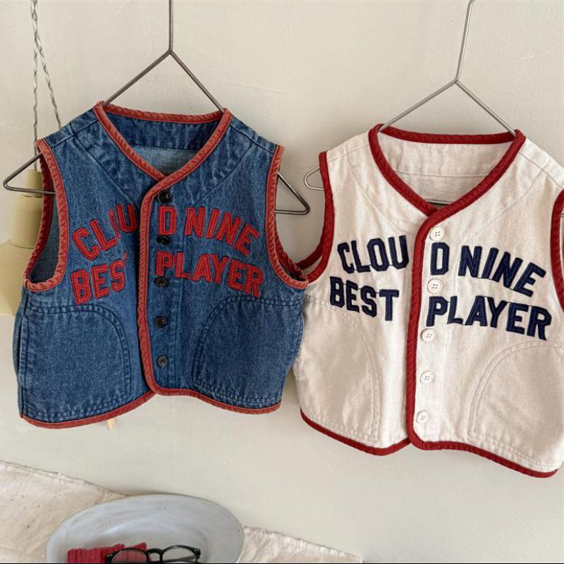 Väst – CloudNine Unisex, Beige/Blå, Bomull, Storlek 0–6 år More For Mini