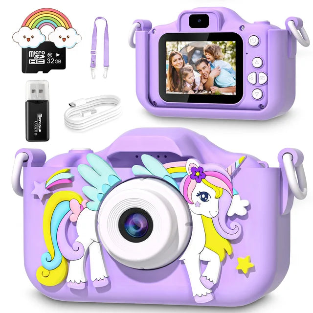 Fotocamera - Unicorn Meisjes, 32GB SD-kaart, HD Foto's & Video's, Oplaadbare Batterij, Inclusief Accessoires-More For Mini