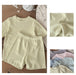 Unisex sommarset i ribbad bomull för baby och småbarn – T-shirt + shorts – Bomull – Little Loom – Gul, Grå, Blå, Rosa, Grön – Storlek 0–4 år MoreForMini