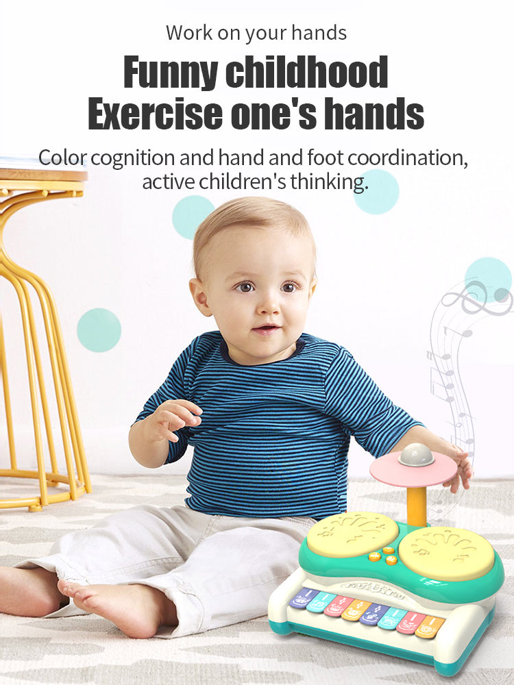 Trumset för Barn med Ljus & Ljud – Pedagogiskt Musikleksak för Baby, Småbarn & Förskolebarn 1–5 År More For Mini