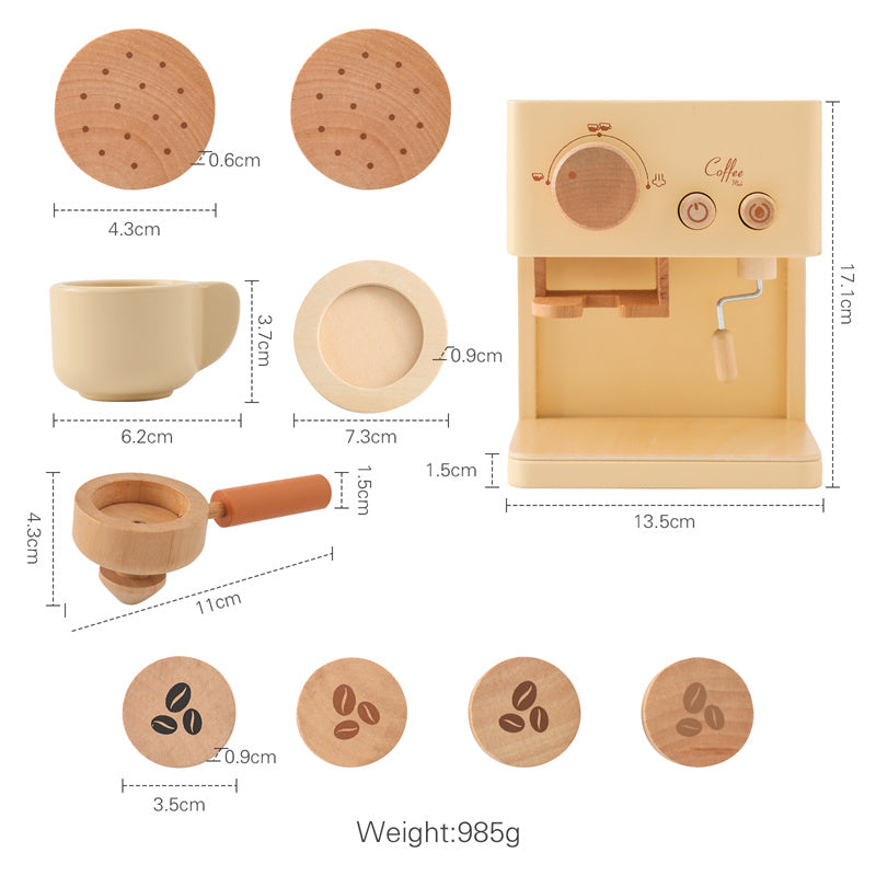 Träkaffemaskin – Little Barista | Pedagogiskt Rollspel Leksak | Hållbar & Interaktiv | Från 1 År More For Mini