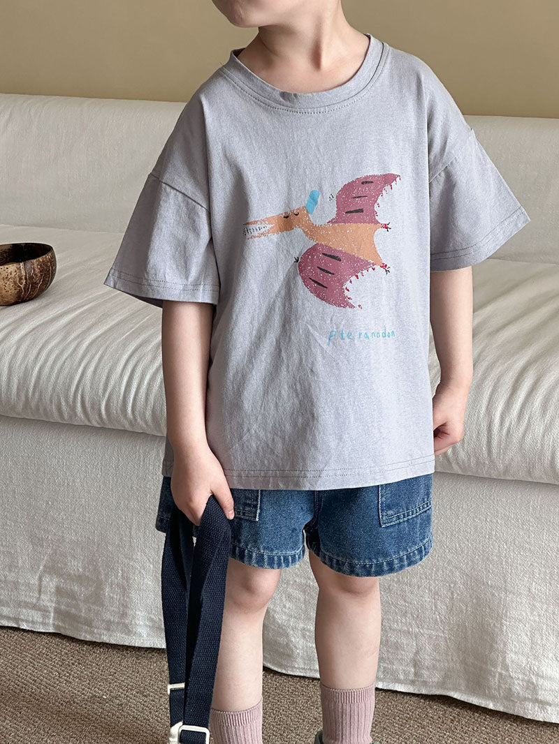 T-shirt med Dinosaurieprint – Baby, Småbarn, Förskolebarn, Grön/Grå/Beige/Rosa, Bomull, Storlek 0–8 år More For Mini