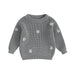 Gebreide Trui met Bloemen – Meisjes, Beige/Groen/Grijs/Paars/Roze, Katoen, Maat 0-6 Jaar-More For Mini