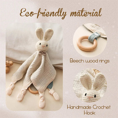 Knuffeldoekje voor Baby met Houten Bijtring en Rammelaar - 100% Katoen | Ideaal voor Doorkomende Tandjes & Comfort More For Mini