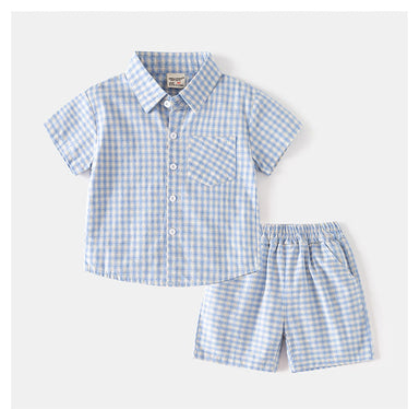 Noan Set Barn – Sommaroutfit 1–6 år – T-shirt & Shorts – Unisex – Mjuk bomull – Bekväm & trendig – Blå MoreForMini