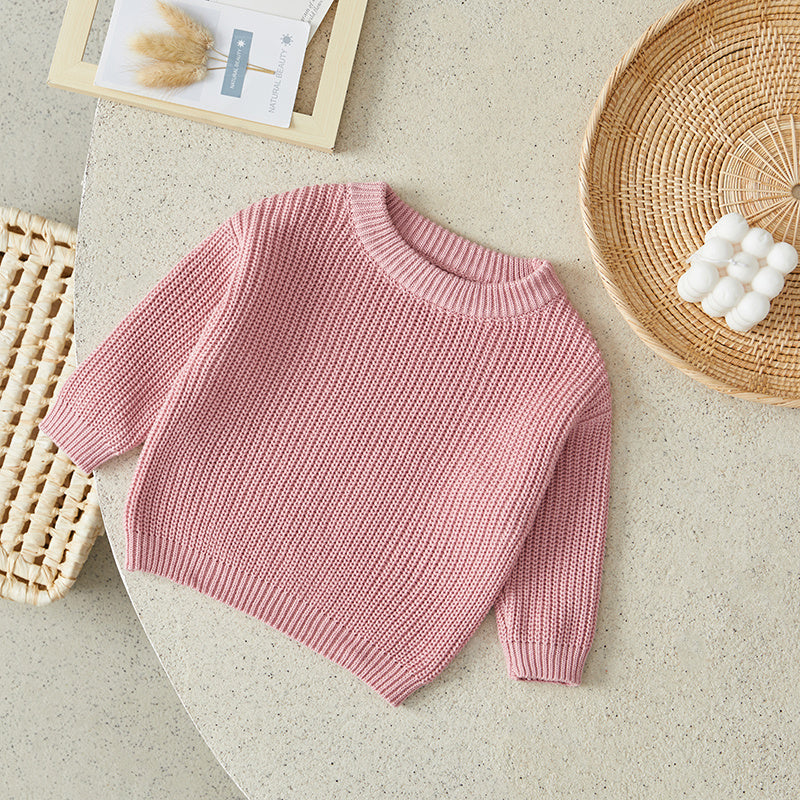 Gebreide Trui - Amba Unisex, Wit/Zwart/Blauw/Roze/Groen/Grijs/Bruin, Katoen, Maat 0-6 jaar-More For Mini