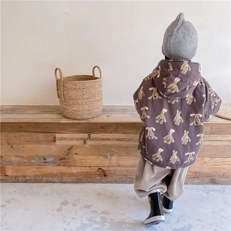Jas met Capuchon – Knuffel Unisex, Bruin/Beige, Polyester, Maat 0-6 Jaar-More For Mini