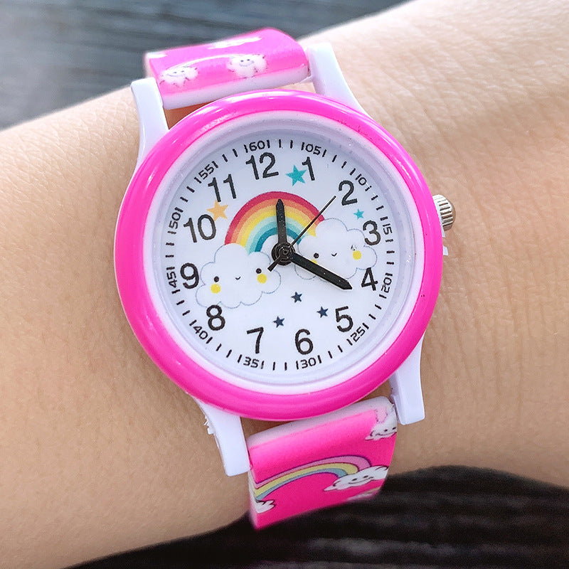 Horloge met Regenboog - Unisex, Roze/Rood/Paars/Geel/Blauw, Siliconen Band, 3+ Jaar-More For Mini