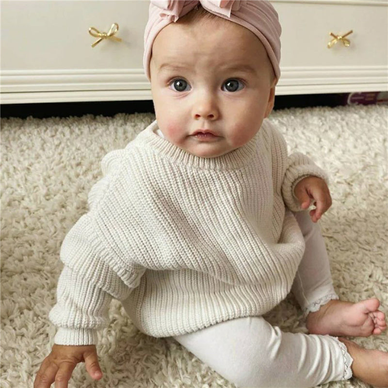 Gebreide Trui - Amba Unisex, Wit/Zwart/Blauw/Roze/Groen/Grijs/Bruin, Katoen, Maat 0-6 jaar-More For Mini