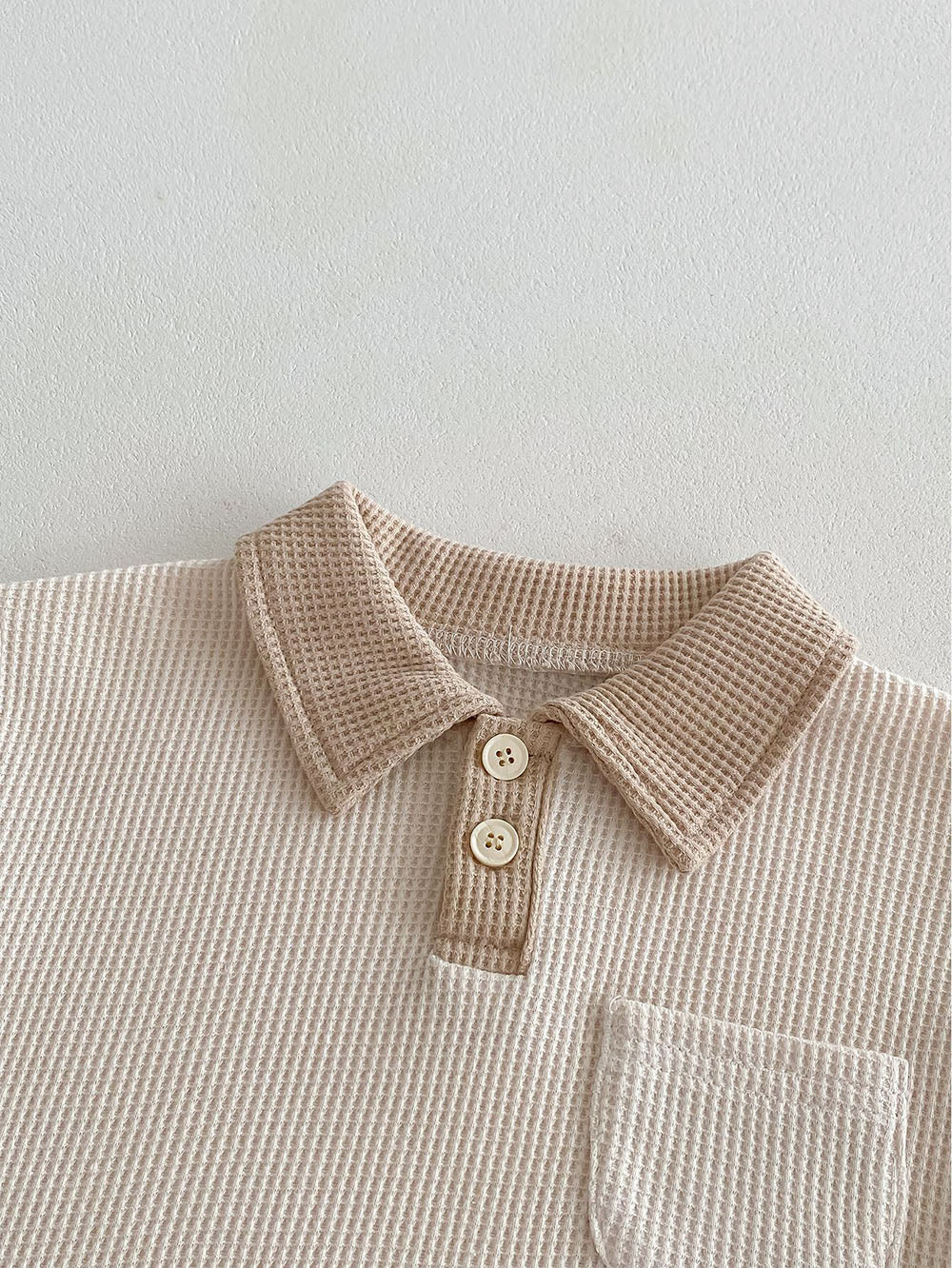 Luca Polo Babyset – Somrig Ribbad Outfit med Polokrage – Unisex | Storlek 0–3 år | Maison Minimi MoreForMini