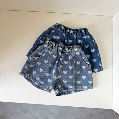 Kort Jeansbyxa med Hjärtan – Liva Denim Shorts Baby, Småbarn, Förskolebarn, Barn – Ljusblå/Mörkblå, Bomull, Storlek 0–8 år More For Mini