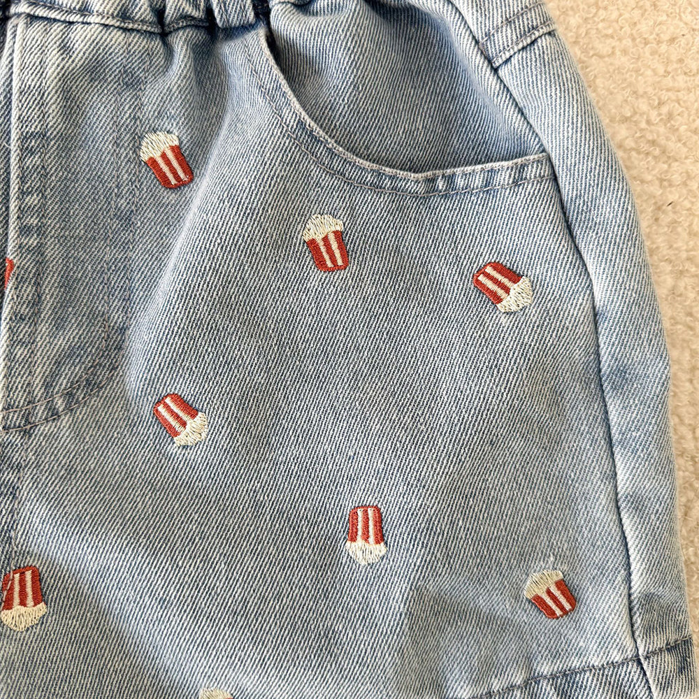 Kortbyxa med Popcorn – Baby, Småbarn, Förskolebarn, Barn – Blå/Svart, Bomull, Storlek 0–8 år More For Mini