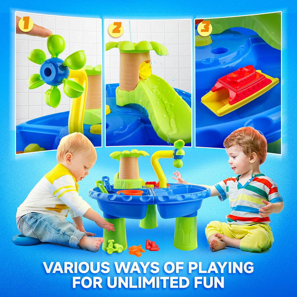 AquaPlayland 3-i-1 Sand- och Vattensbord för Barn | Lekbord med Tillbehör (2–6 År) More For Mini