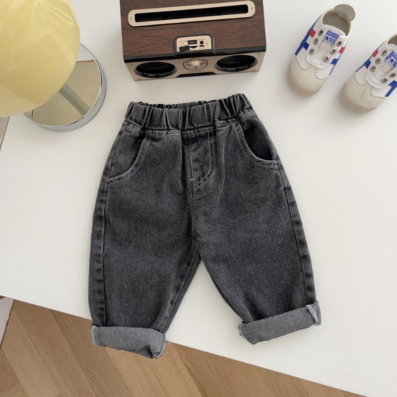 Relaxed Fit Jeans - Unisex, Blauw/Zwart/Abrikoos, Katoen, Denim, 0-5 Jaar-More For Mini