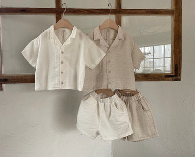 Sommar Babyset 0–3 år – Andningsbar Linneskjorta och Shorts – Stilfull & Bekväm för Små Barn MoreForMini