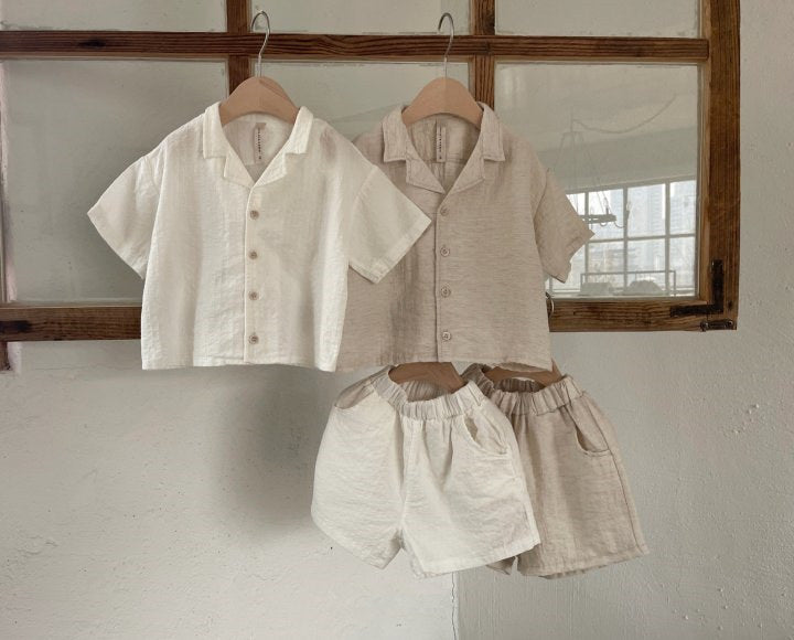 Sommar Babyset 0–3 år – Andningsbar Linneskjorta och Shorts – Stilfull & Bekväm för Små Barn MoreForMini