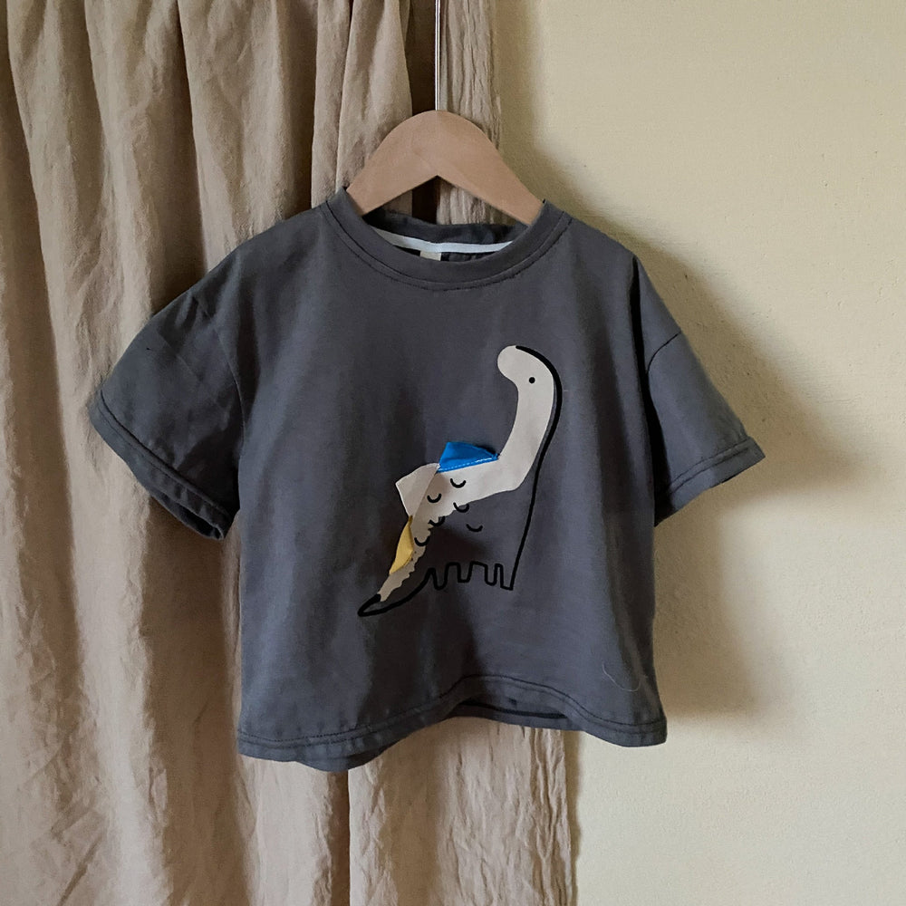 T-shirt med dinosaurie – Småbarn, Förskolebarn, Barn, Beige/Grå, Bomull, Storlek 1–7 år More For Mini