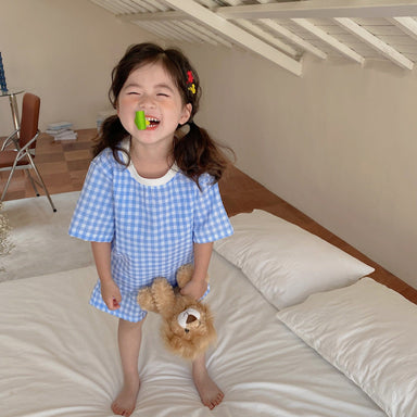 SunnyPixie Rutig Sommarset för Bebis och Barn – T-shirt & Shorts | Bomull | Storlek 0–6 år More For Mini