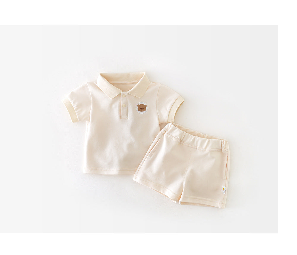 Polo Play Babyset – Somrig Unisex Outfit med Polotröja och Shorts | Storlek 0–3 år | Grön & Beige MoreForMini