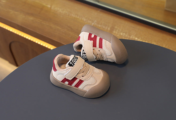 Sneaker met Klittenband - Sao Jongens, Wit/Rood/Zwart, Leer, Maat 16-26-More For Mini