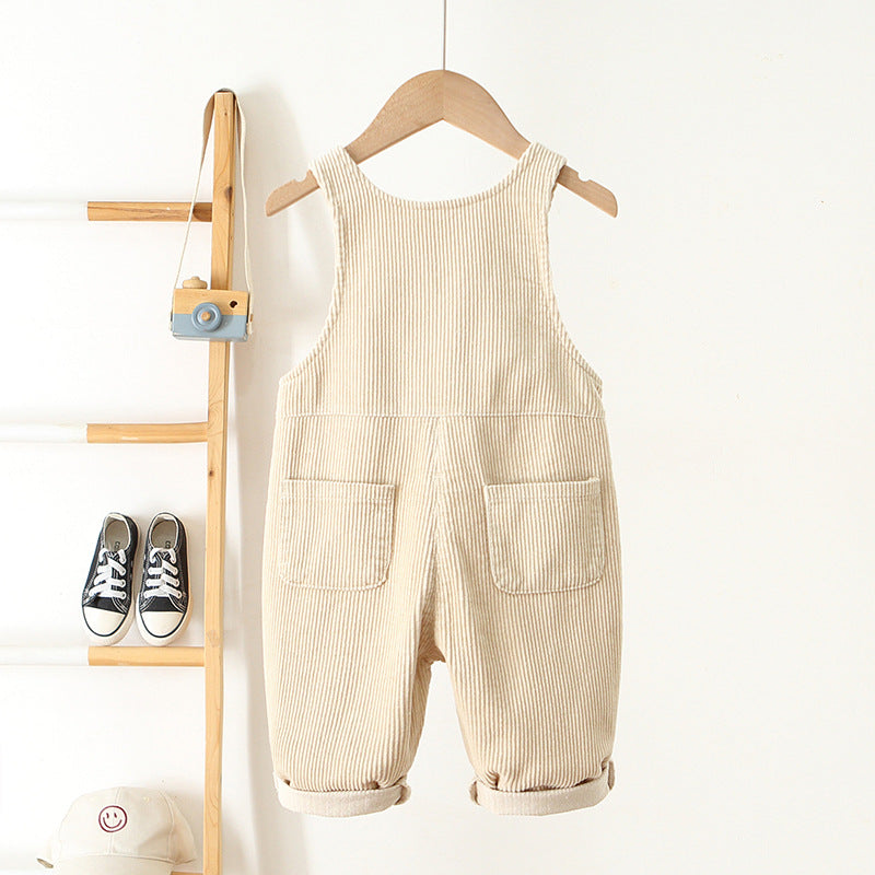 Hängselbyxa med Hjärta – Cordi Love Flickor, Beige/Rosa/Brun, Bomull, Storlek 0–4 år More For Mini