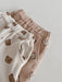 CozyCub Babyset i Ribbat Tyg – Unisex Sommaroutfit med Björntryck | Beige & Brun | 0–3 år MoreForMini