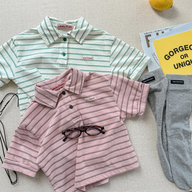 OWA Polo Stripe Unisex Barntröja 0–6 år | Randig pikétröja – Bomull More For Mini