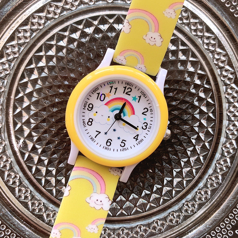 Horloge met Regenboog - Unisex, Roze/Rood/Paars/Geel/Blauw, Siliconen Band, 3+ Jaar-More For Mini