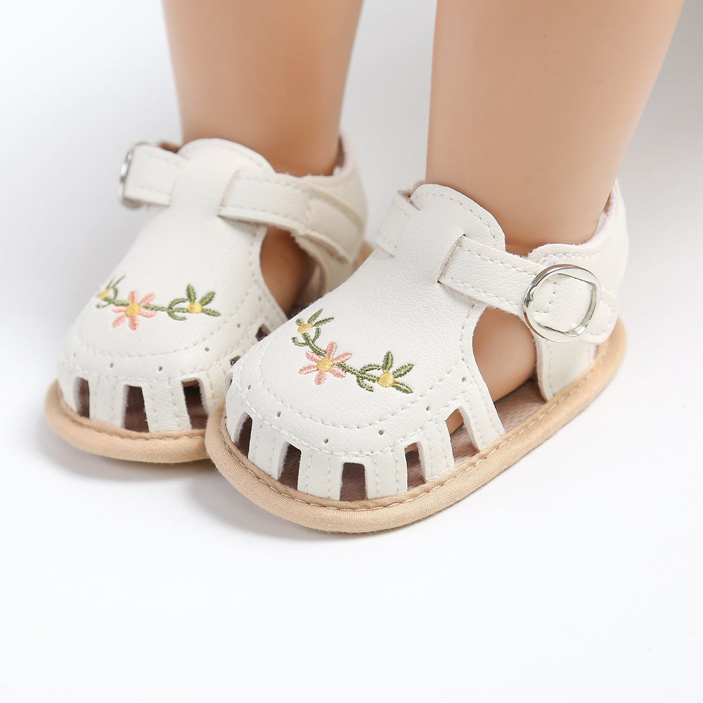 Babysandaler med Blombroderi – Little Steps Flickor, Svart/Rosa/Beige/Grön/Vit, Storlek 0–2 år More For Mini