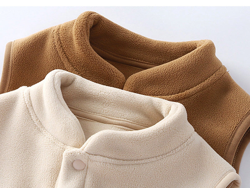 Gilet met Embleem – Woef Unisex, Bruin/Blauw/Roze/Wit, Fleece, Maat 1-5 Jaar-More For Mini