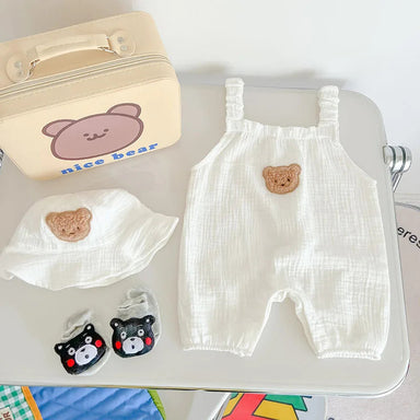 Baby Bear Setje – Ademend Zomer Rompertje met Zonnehoedje voor Baby’s 3-24 maanden More For Mini