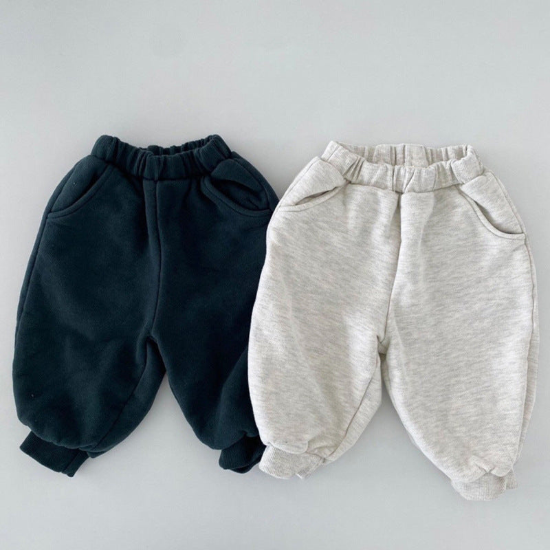 Joggingpak met Fleece - CozyFit Unisex, Grijs/Blauw, Katoen, Maat 0-6 Jaar-More For Mini