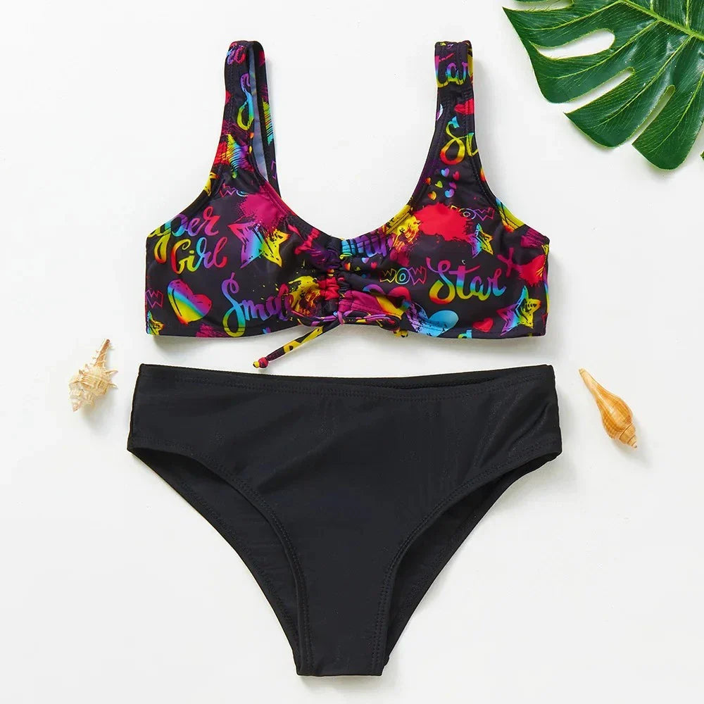 Flickor Tankini Baddräkt Sjöjungfruprint – Sommarstrandkläder | 3-12 år More For Mini