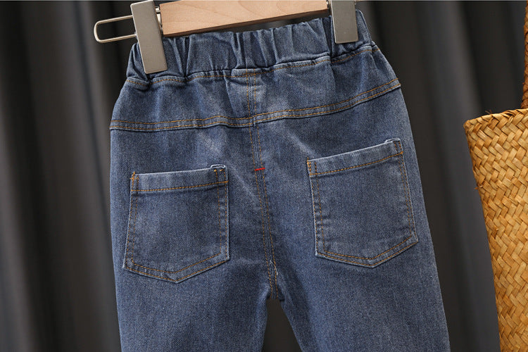 Set med Randig Tröja och Jeans – Astronaut Little Voyager Pojkar, Röd/Blå/Svart, Bomull, Storlek 0–5 år More For Mini