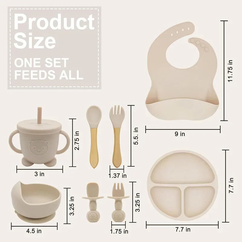 Personifierad Baby Matset med Namn – BPA-fri Silikon | 8-delar More For Mini